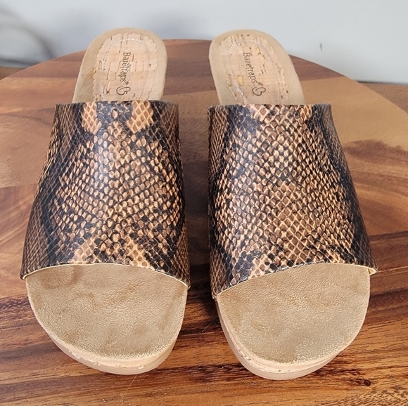 Baretraps Flossey Snakeskin Print Women's Brown Wedge Slide Sandals Size 9.5 - Picture 9 of 17